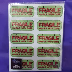 100 Fragile stickers – Green/red